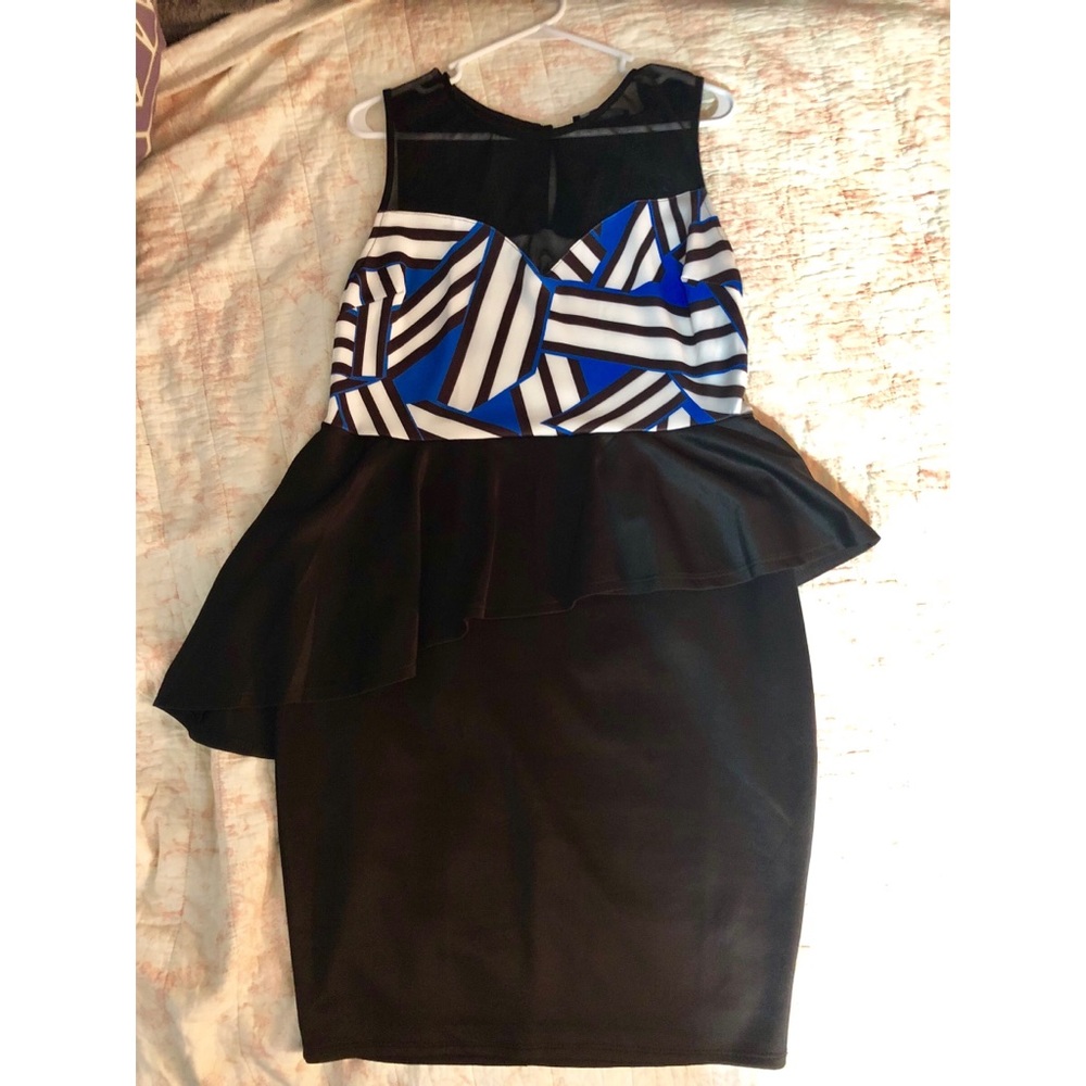 Black, blue & white Peplum dress from FTF